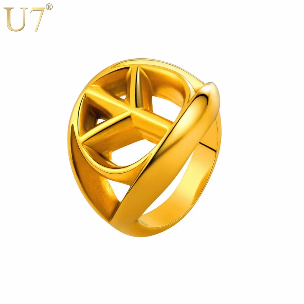 U7 Stainless Steel Gold/Black Color Big Classic Peace Sign Ring Gift Men/Women World Peace Hip Hop Jewelry R1008
U7 Stainless Steel Gold/Black Color Big Classic Peace Sign Ring Gift Men/Women World Peace Hip Hop Jewelry R1008