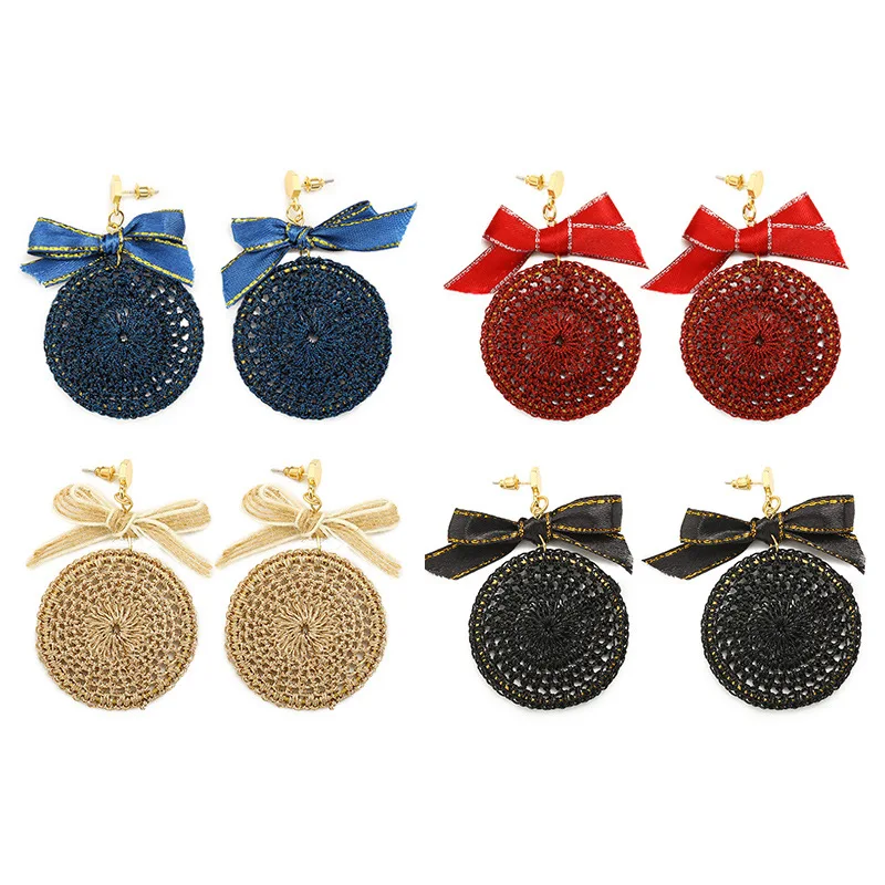 Blue Beige Black Red Strings Plaited Round Pendant Thread Ribbon Bowknot Women Dangle Earrings Drop Earrings
Blue Beige Black Red Strings Plaited Round Pendant Thread Ribbon Bowknot Women Dangle Earrings Drop Earrings