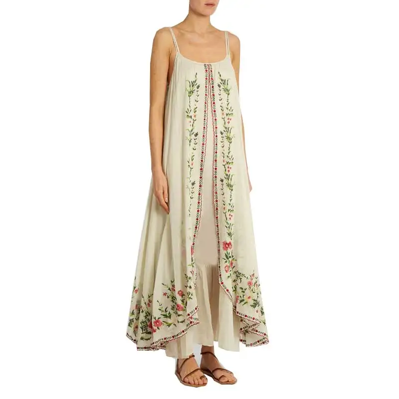 Платье-макси с цветочной вышивкой богемный Вдохновленный Регулируемый ремень
