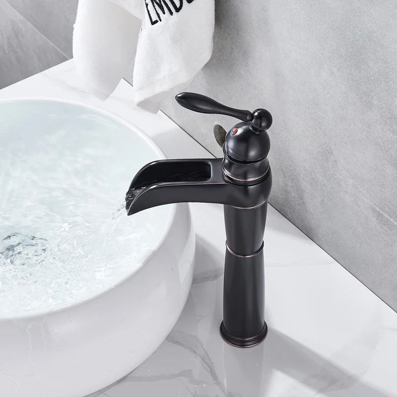 Antique Brass Basin Faucet Countertop Waterfall Spout Bathroom Sink Mixer Tap Single Handle Hot Cold Water Mixers Black Tap
Antique Brass Basin Faucet Countertop Waterfall Spout Bathroom Sink Mixer Tap Single Handle Hot Cold Water Mixers Black Tap