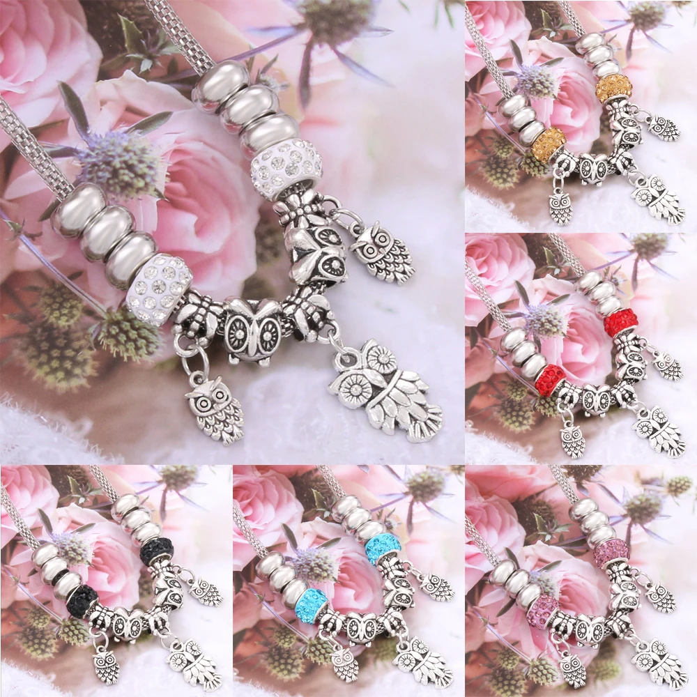 6 optional Lobster Buckle Snake Chain Owl Charm necklace For Women Glass Beads Brand Sweater chain & necklace DIY Jewelry
6 optional Lobster Buckle Snake Chain Owl Charm necklace For Women Glass Beads Brand Sweater chain & necklace DIY Jewelry