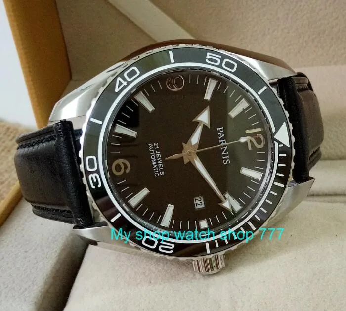 sapphire Crystal 45mm PARNIS Japanese 21 Jewels Automatic Self-Wind Mechanical movement ceramics Bezel 5ATM Men's Watches 05a
sapphire Crystal 45mm PARNIS Japanese 21 Jewels Automatic Self-Wind Mechanical movement ceramics Bezel 5ATM Men's Watches 05a