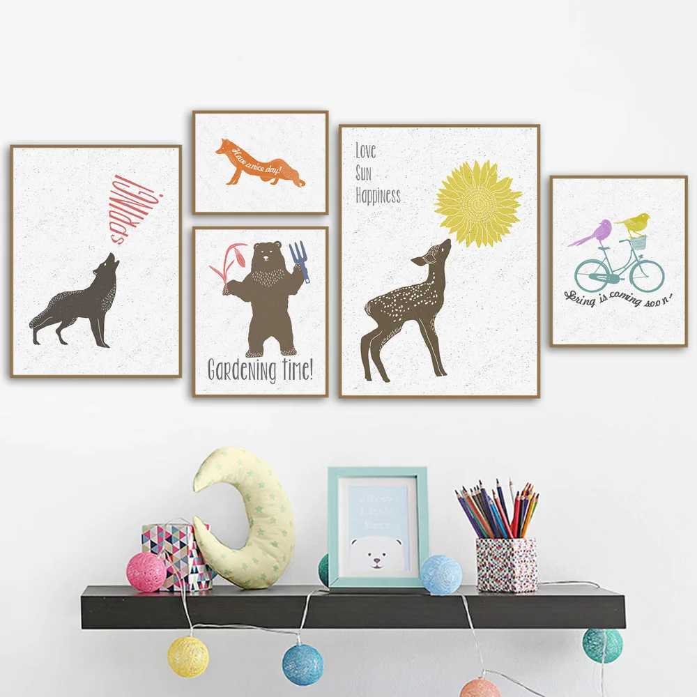 Cartoon Forest Animals Wolf Fox Rabbit Bear Nordic Posters and Prints Wall Art Canvas Painting Wall Picture Baby Kids Room Decor
Cartoon Forest Animals Wolf Fox Rabbit Bear Nordic Posters and Prints Wall Art Canvas Painting Wall Picture Baby Kids Room Decor