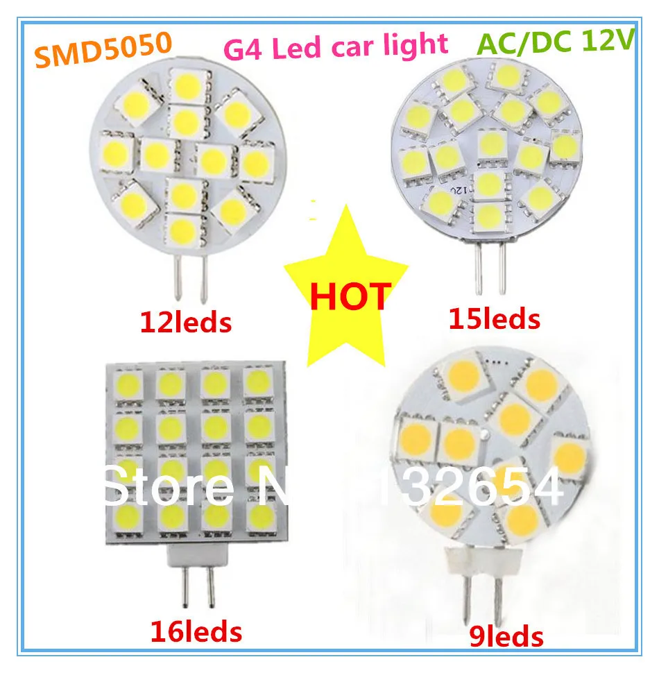 Фото 10 шт. SMD5050 AC/DC12v 1 8 w 2 5 3w g4 Светодиодная лампа светильник теплый белый 120 градусов|g4