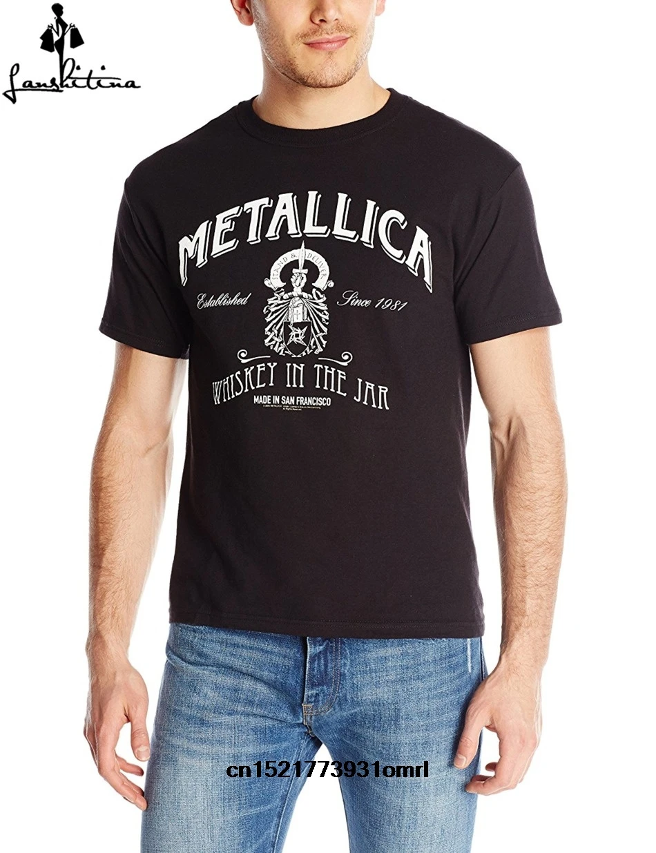 Возьмите Для мужчин футболка Goedkope Mannen рубашка mannen Metallica виски о этикетки галс