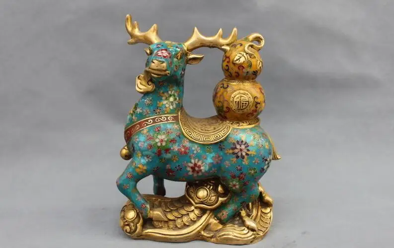 13 China Feng Shui Bronze Cloisonne Enamel Attract Wealth Deer Gourd Statue home decoration Metal crafts
13 China Feng Shui Bronze Cloisonne Enamel Attract Wealth Deer Gourd Statue home decoration Metal crafts