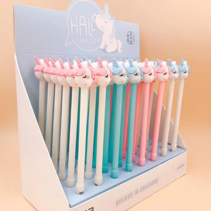 4 Pcs/set Kawaii Animal Unicorn Doughnut Donut Silicone Gel Pens Black Ink Signature Pens School Office Stationery Gifts