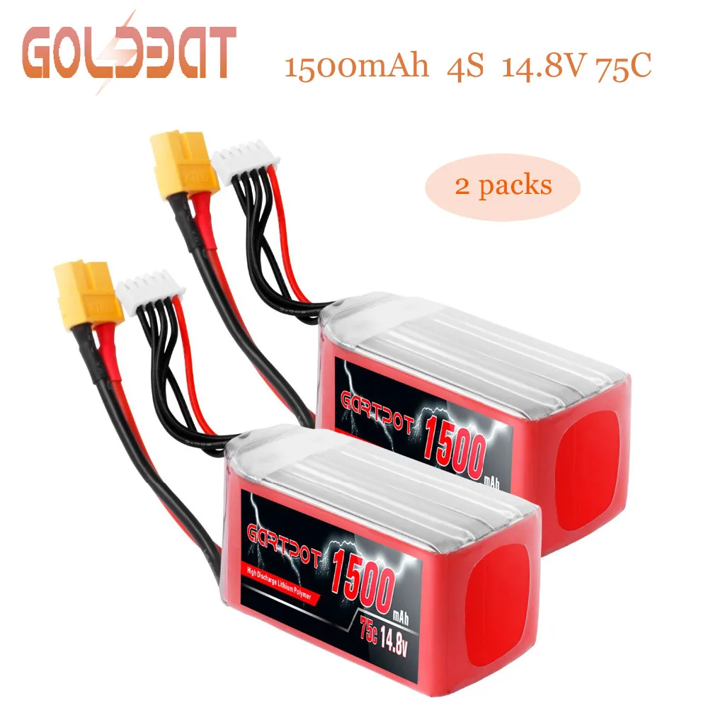 2 упаковки аккумулятор GARTPOT lipo 1500 мАч 14 8 в fpv 75C Lipo для дрона с XT60 радиоуправляемого