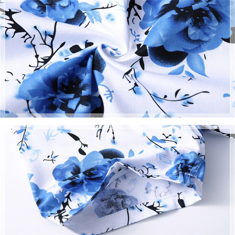 White & Blue Mens Shirts Short Sleeve Summer Men Flower Shirt large size S-7XL shirt men Fashion casual tops
White & Blue Mens Shirts Short Sleeve Summer Men Flower Shirt large size S-7XL shirt men Fashion casual tops