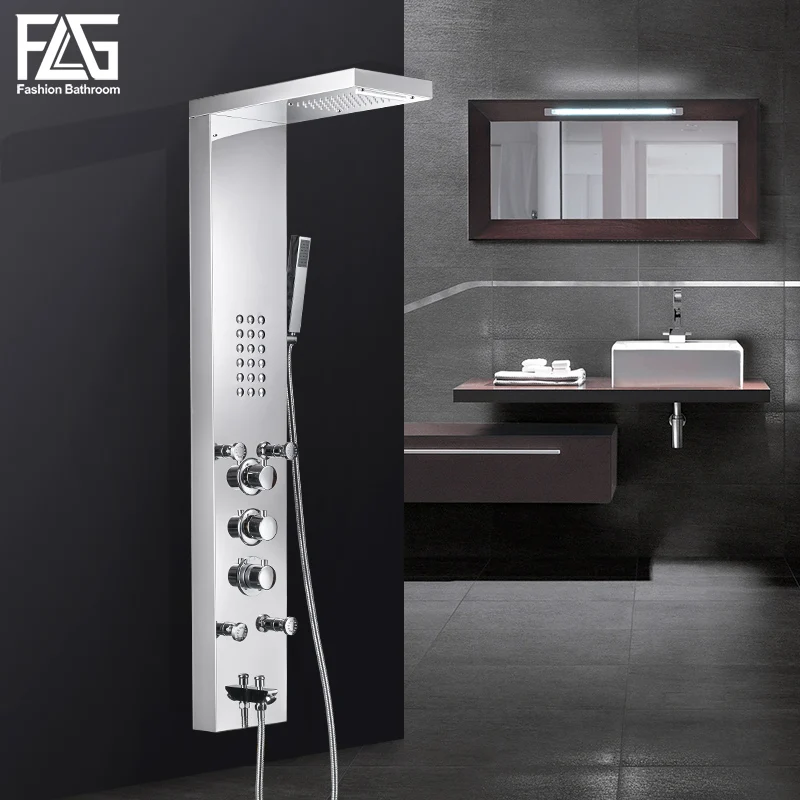 FLG Bathroom Rain Shower Panel Waterfall Rain Massage System Faucet with Jets Hand Shower Bathroom Shower Column Mixer
FLG Bathroom Rain Shower Panel Waterfall Rain Massage System Faucet with Jets Hand Shower Bathroom Shower Column Mixer