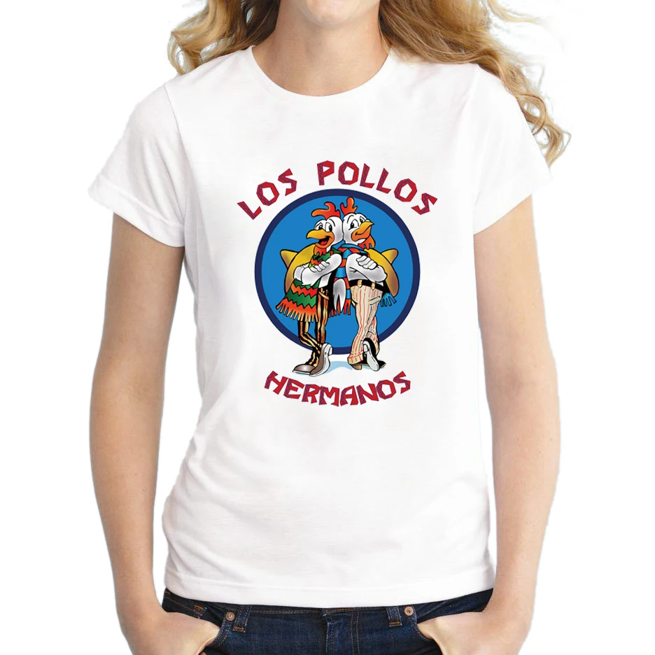 Новая модная женская футболка с принтом Los Pollos Hermanos Популярные Топы коротким