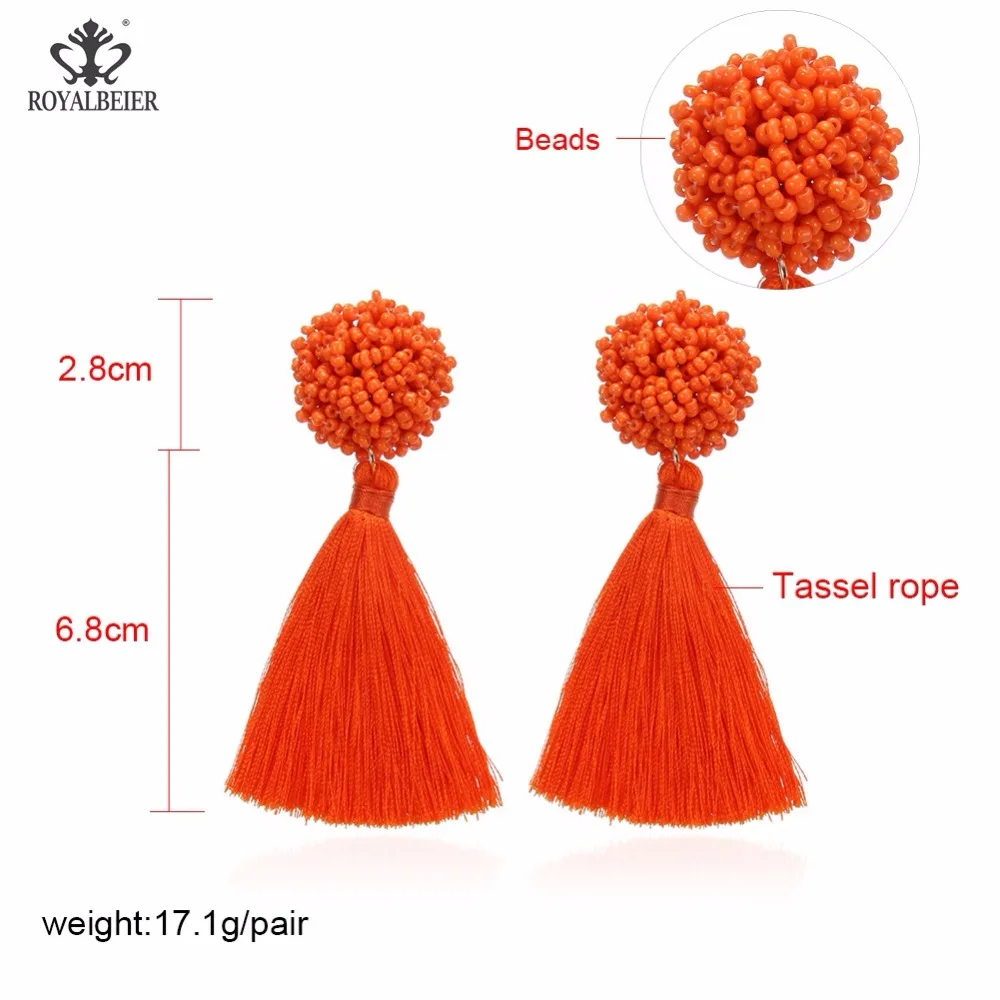 ROYALBEIER New Boho Luxury Beads Brand Long Tassel Drop Dangle Earring for Women Long Dangle Female Wedding Jewelry Wholesale
ROYALBEIER New Boho Luxury Beads Brand Long Tassel Drop Dangle Earring for Women Long Dangle Female Wedding Jewelry Wholesale