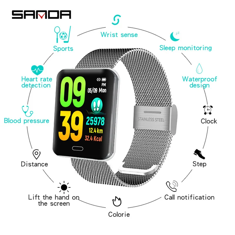 SANDA B8 Men Smart SPO2 13 Languages Digital Watch Female Call Reminder Heart Rate Monitor Watches Calorie Step Beauty Watches
SANDA B8 Men Smart SPO2 13 Languages Digital Watch Female Call Reminder Heart Rate Monitor Watches Calorie Step Beauty Watches