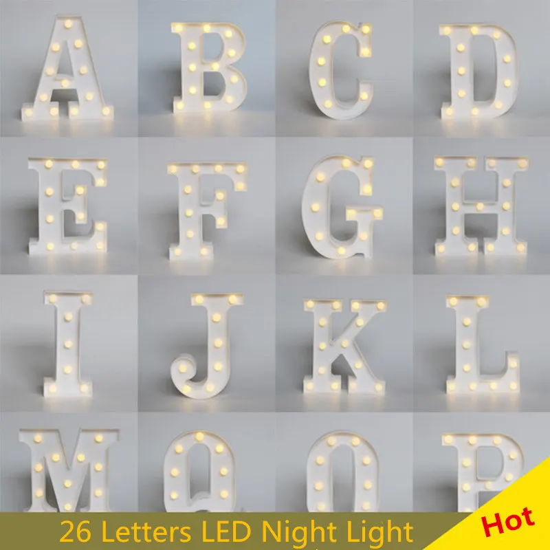 Светодиодный ночник с 26 буквами Белый Настольный светильник алфавитом для дня