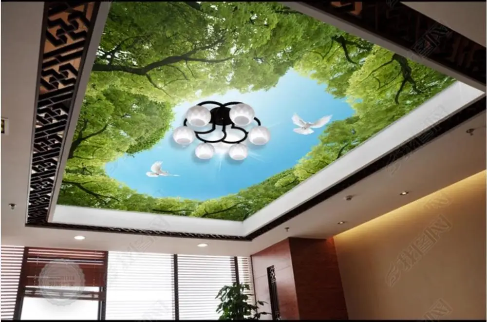 Пользовательские фото обои 3d потолочные HD голубь лес небо Зенит Настенные для