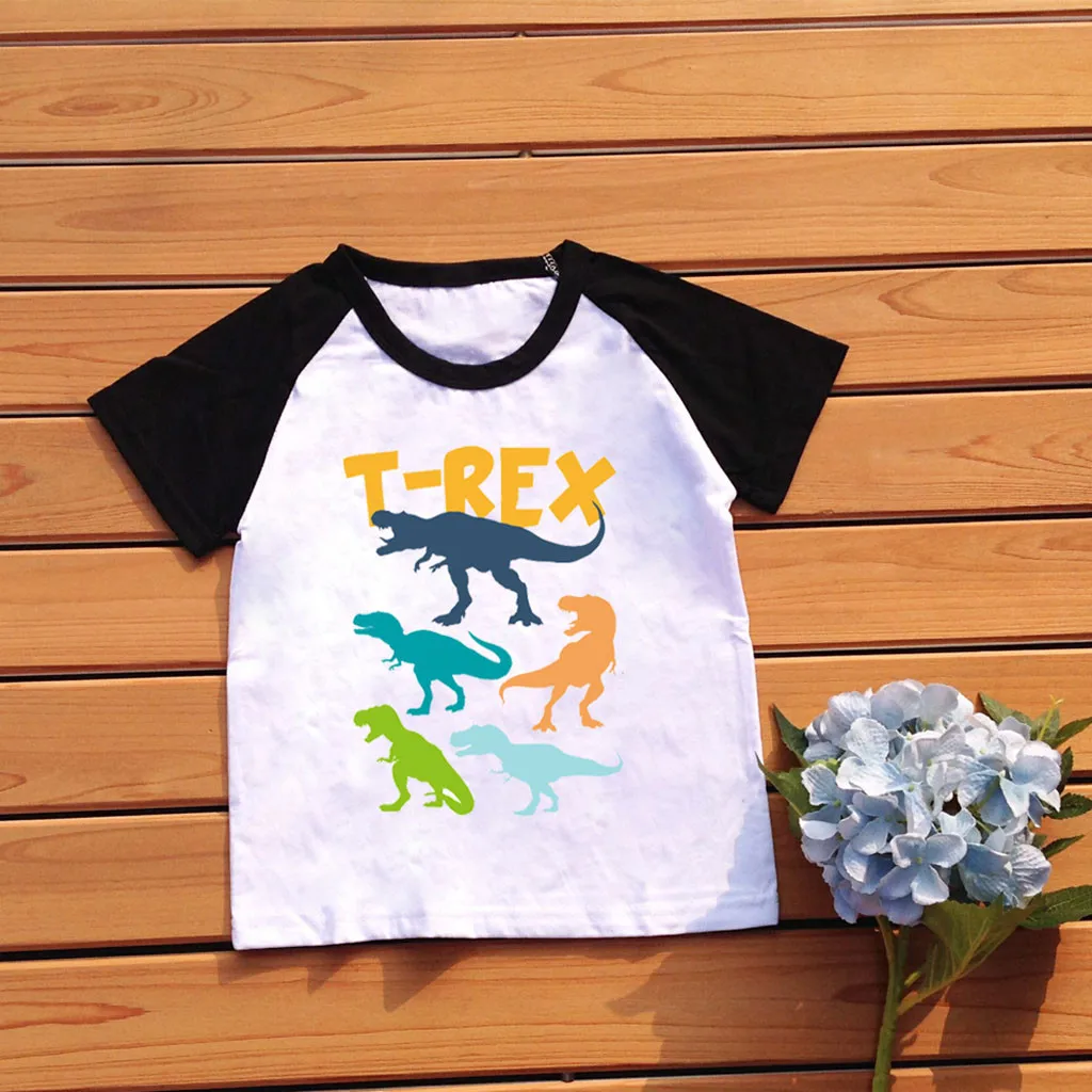 Детская футболка с рисунком динозавров для мальчиков |