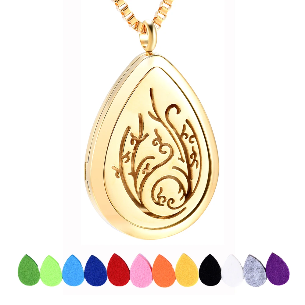 Teardrop Gold Essential Oil Diffuser Necklace Aromatherapy Perfume Locket Stainless Steel Keepsake Pendant for Women Girls Gift
Teardrop Gold Essential Oil Diffuser Necklace Aromatherapy Perfume Locket Stainless Steel Keepsake Pendant for Women Girls Gift