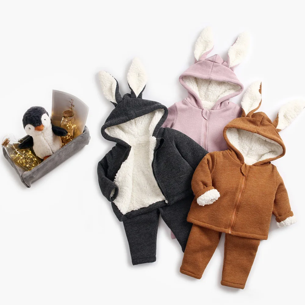 2018 Winter Infant Baby boys girls Clothing set Children outfit 2pcs Bunny Ear Fleece Hooded Coat +Pants Kids Thick warm Suit
2018 Winter Infant Baby boys girls Clothing set Children outfit 2pcs Bunny Ear Fleece Hooded Coat +Pants Kids Thick warm Suit