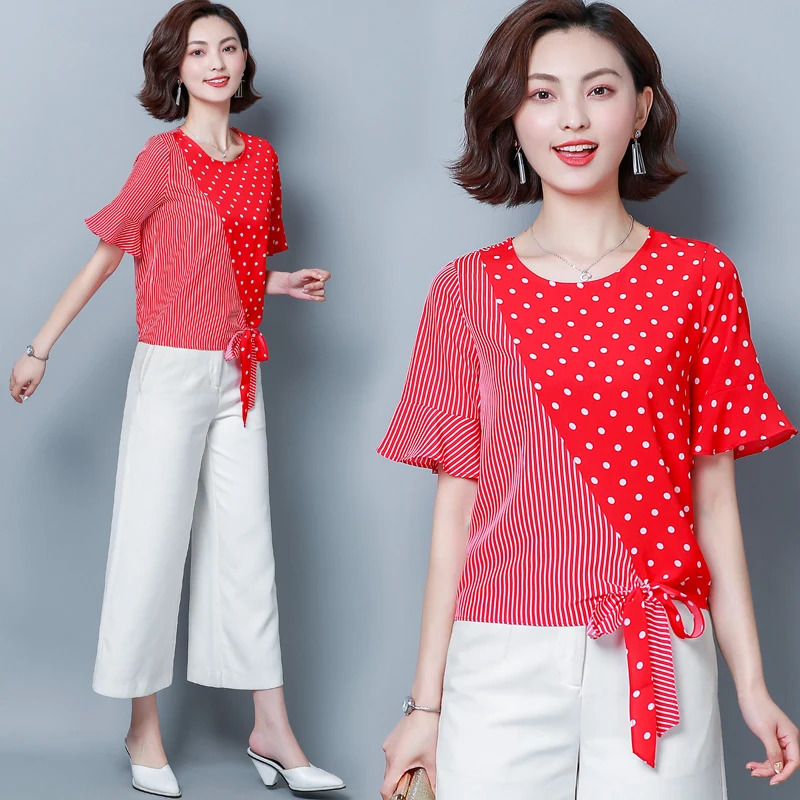 2021 Summer Fashion Chiffon Women Blouses Short Sleeve Slim Fit O-neck Butterfly Sleeve Elegant Printing Spliced Casual 5186 50
2021 Summer Fashion Chiffon Women Blouses Short Sleeve Slim Fit O-neck Butterfly Sleeve Elegant Printing Spliced Casual 5186 50