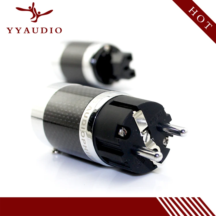 Yyaudio родием EU Schuko вилку из углеродного волокна HiFi plug адаптер P50 черный |