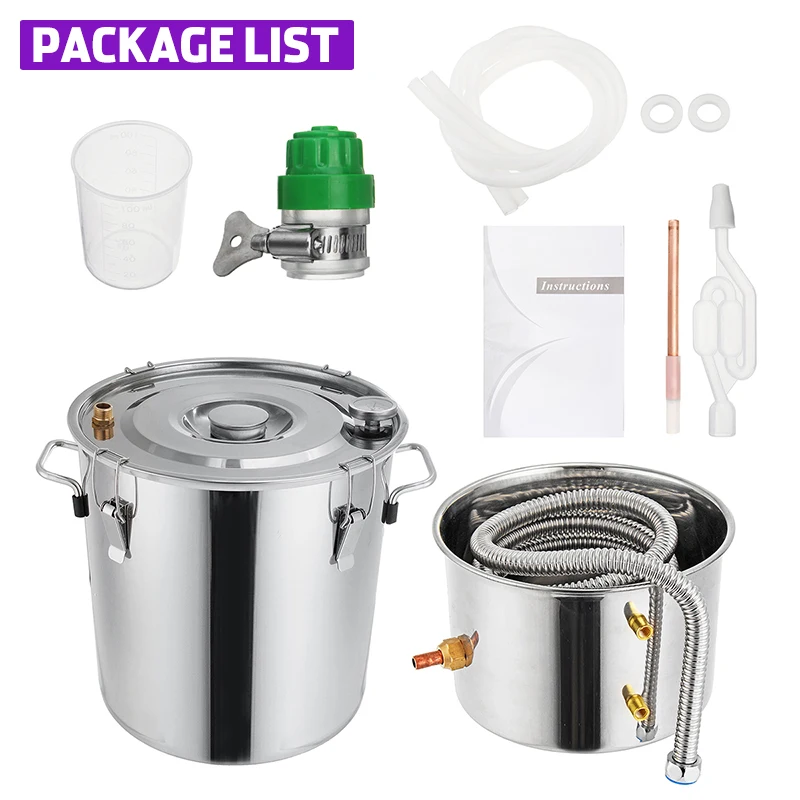 3/5/8GAL Distiller Moonshine Alcohol Distiller Stainless Steel DIY Home Water Wine Essential Oil Brewing Kit
3/5/8GAL Distiller Moonshine Alcohol Distiller Stainless Steel DIY Home Water Wine Essential Oil Brewing Kit