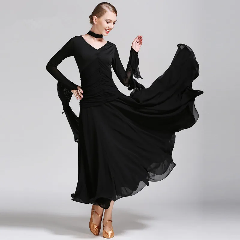 National Standard Dance Clothing Waltz Long Skirt Chiffon Big Swing Costume | Тематическая одежда и униформа