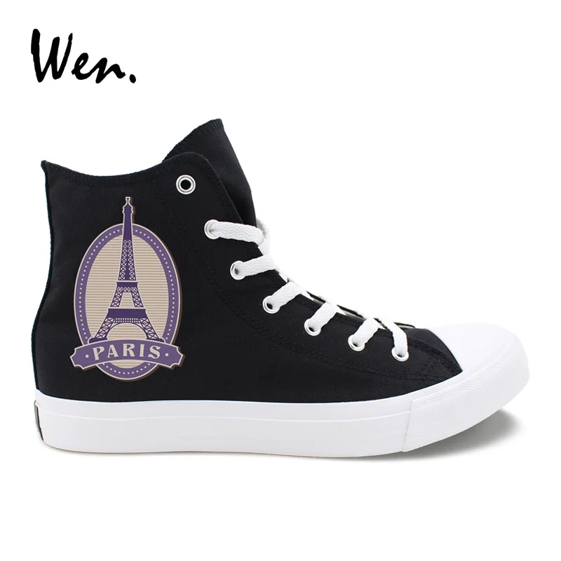 Wen Vulcanized Shoes Black Womens Canvas Shoes Design Postmark Eiffel Tower PARIS Sneakers Men Plimsolls Laced Espadrilles Flat
Wen Vulcanized Shoes Black Womens Canvas Shoes Design Postmark Eiffel Tower PARIS Sneakers Men Plimsolls Laced Espadrilles Flat