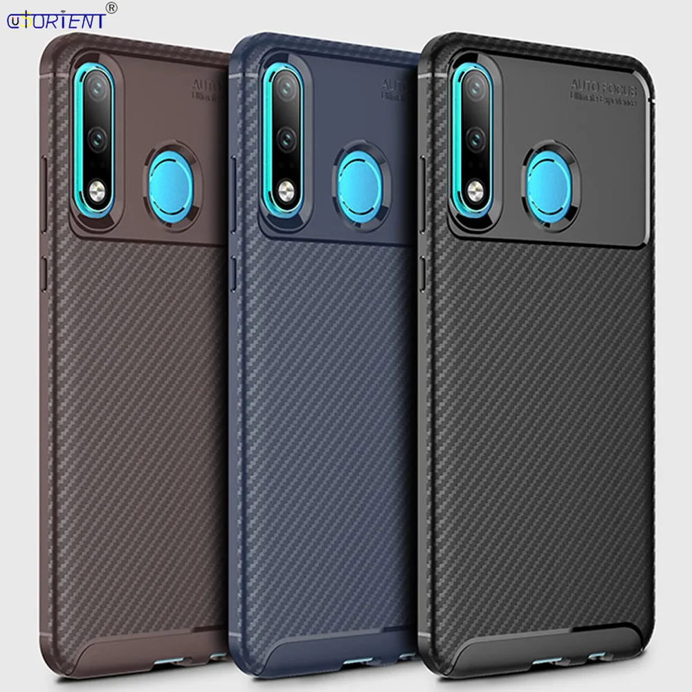 Чехол бампер из углеродного волокна для Huawei P30 Lite мягкие силиконовые Матовые