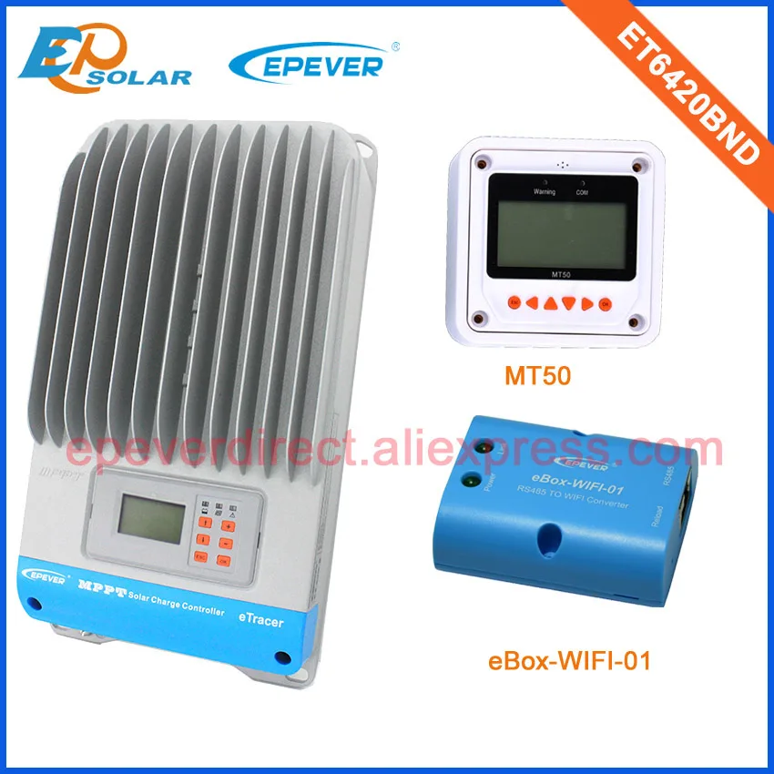 MPPT charger controller 12V/24V/36V/48V auto work ET6420BND 60A regulator EPEVER Wifi box MT50 Meter Battery Charging EPSolar
MPPT charger controller 12V/24V/36V/48V auto work ET6420BND 60A regulator EPEVER Wifi box MT50 Meter Battery Charging EPSolar