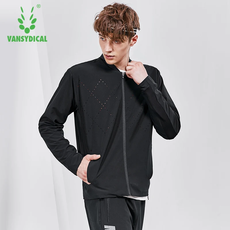 Vansydical осенне-зимние мужские спортивные куртки для бега Топы с длинным рукавом
