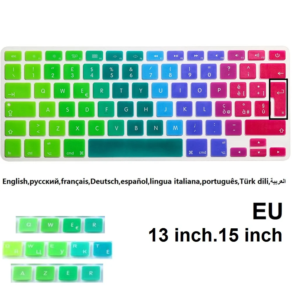 Color Silicone EU keyboard Case Cover Protector for MacBook Air 13 inch Pro Retina 13 15 inch
Color Silicone EU keyboard Case Cover Protector for MacBook Air 13 inch Pro Retina 13 15 inch