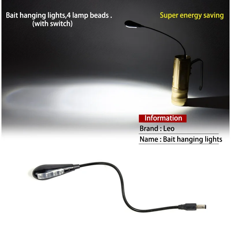 10pcs/lot Leo Bait Hanging Lights 27139 Wild Fishing Lights 4 Lamp Beads 5.5mm Interface 4.3V Night Fishing Accessories Pesca
10pcs/lot Leo Bait Hanging Lights 27139 Wild Fishing Lights 4 Lamp Beads 5.5mm Interface 4.3V Night Fishing Accessories Pesca