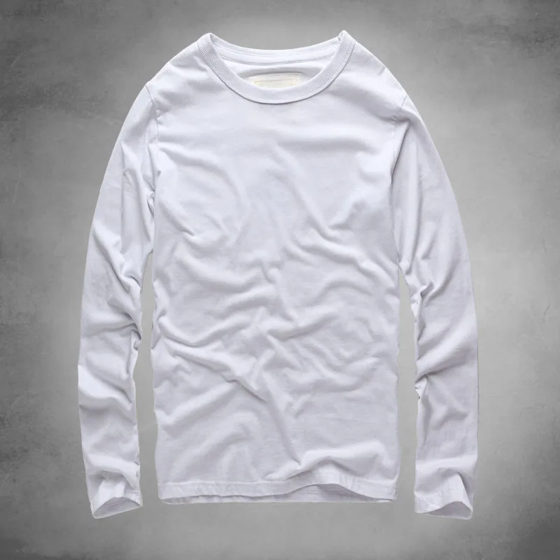 100% Cotton Classic Bottom shirt Men's Thick T-shirt 2017 Autumn Casual Long Sleeve T-shirts Men Spring Clothing | Мужская одежда
