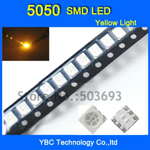 5050 SMD LED 100 шт./лот ультра яркий желтый диод оптовая продажа
5050 SMD LED 100 шт./лот ультра яркий желтый диод оптовая продажа