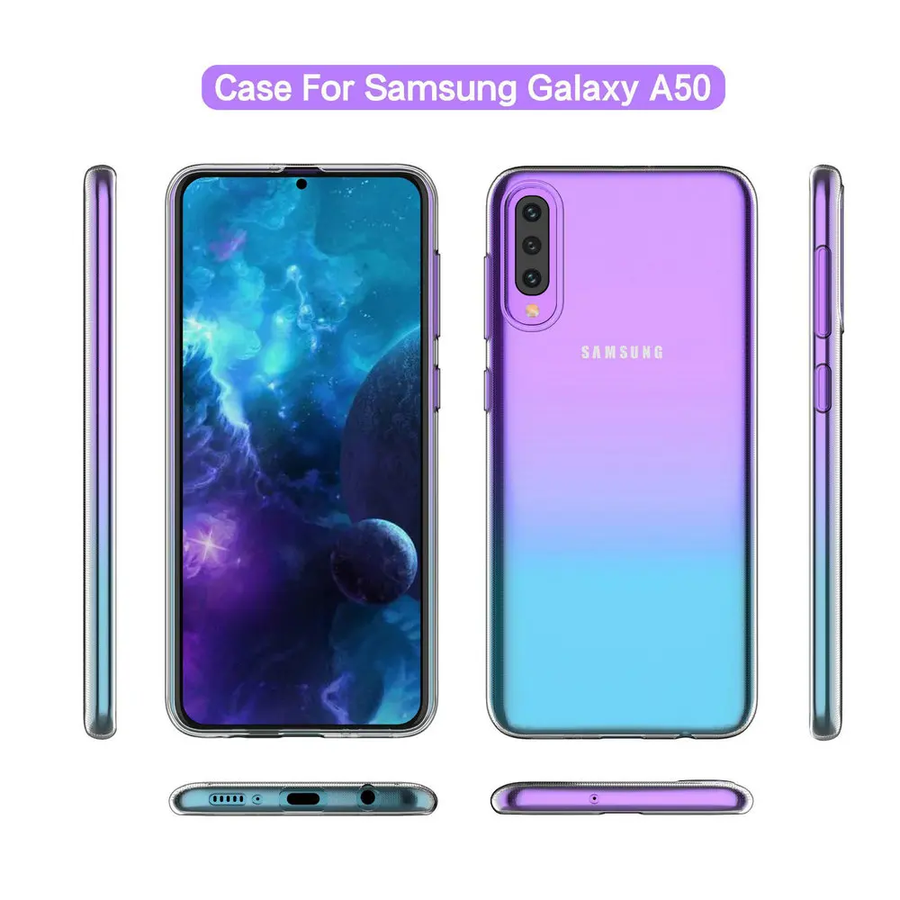 Фото Прозрачный силиконовый чехол для Samsung Galaxy A50 SM-A505F A40 A70 натуральный мягкий