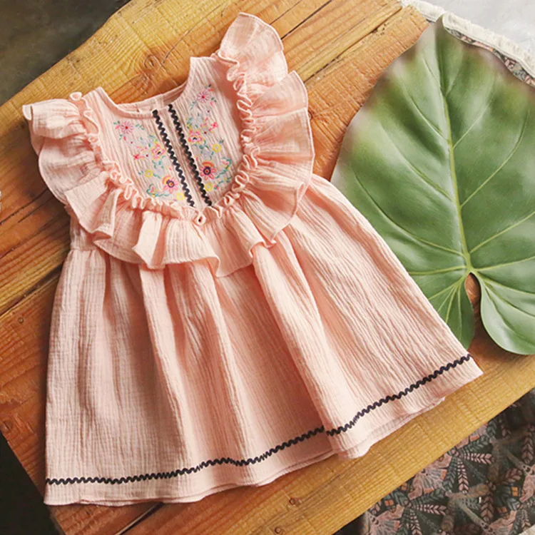 2018 Summer Dress 2-14Y Girl Cotton Linen Cute Flying Sleeve Kids Dress For Girls Embroidered Pink/ Dark Blue Girls Dress
2018 Summer Dress 2-14Y Girl Cotton Linen Cute Flying Sleeve Kids Dress For Girls Embroidered Pink/ Dark Blue Girls Dress