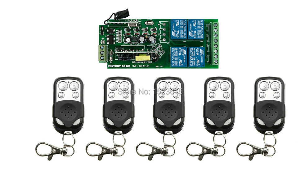 85v~250V 110V 220V 240V 4CH RF Wireless Remote Control Relay Switch Security System Garage Doors 1 x Receiver &5x Transmitter
85v~250V 110V 220V 240V 4CH RF Wireless Remote Control Relay Switch Security System Garage Doors 1 x Receiver &5x Transmitter
