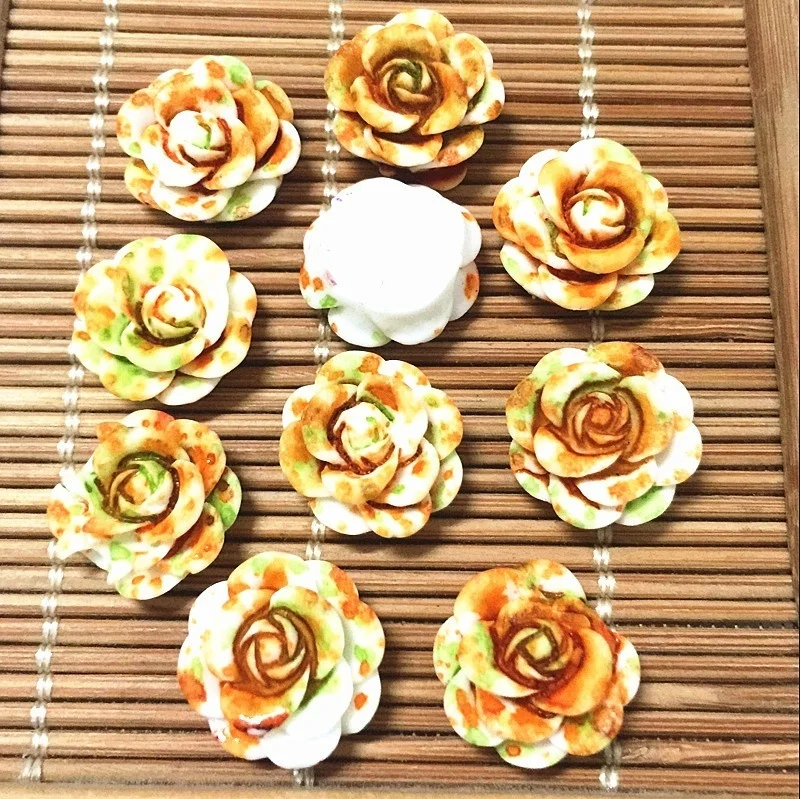 50pcs Resin Rose Flower flatback Appliques For phone wedding crafts RH-5