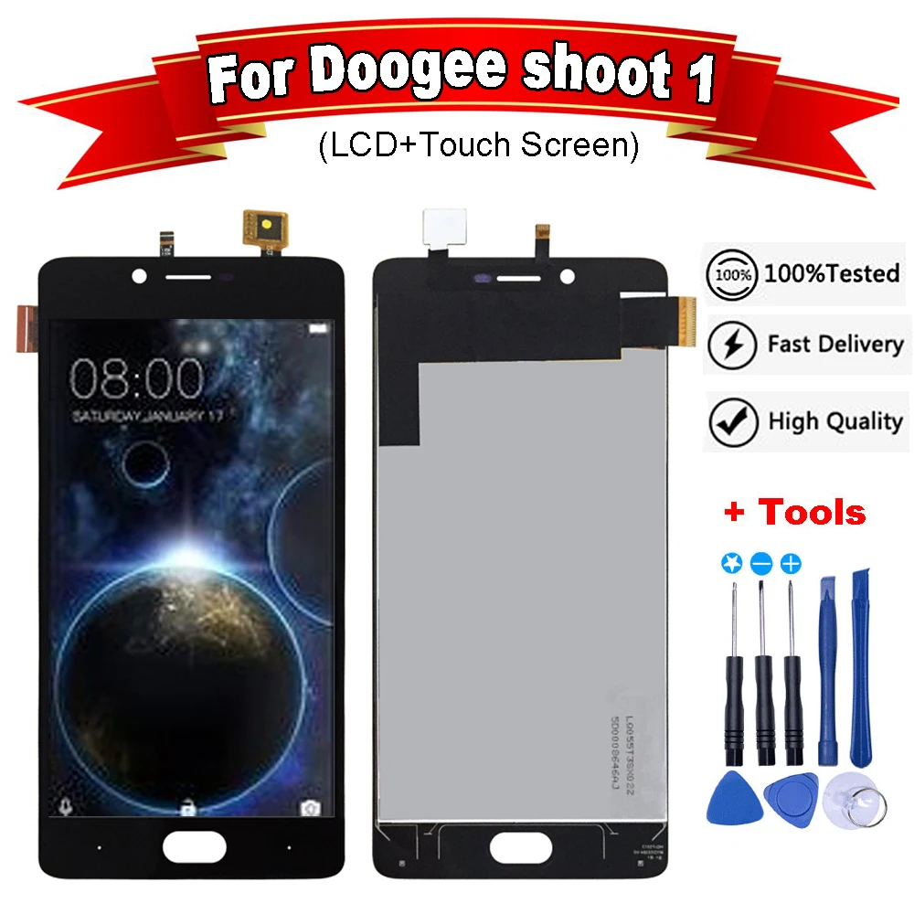 ЖК дисплей для Doogee Shoot 1 + сенсорный экран протестированный дигитайзер стеклянная