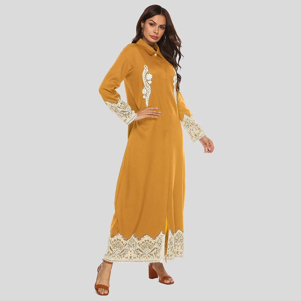 2019 New Vintage A-Line Turn-down Collar dresses women black yellow Ankle-Length dress women long sleeve Lace patchwork dress
2019 New Vintage A-Line Turn-down Collar dresses women black yellow Ankle-Length dress women long sleeve Lace patchwork dress