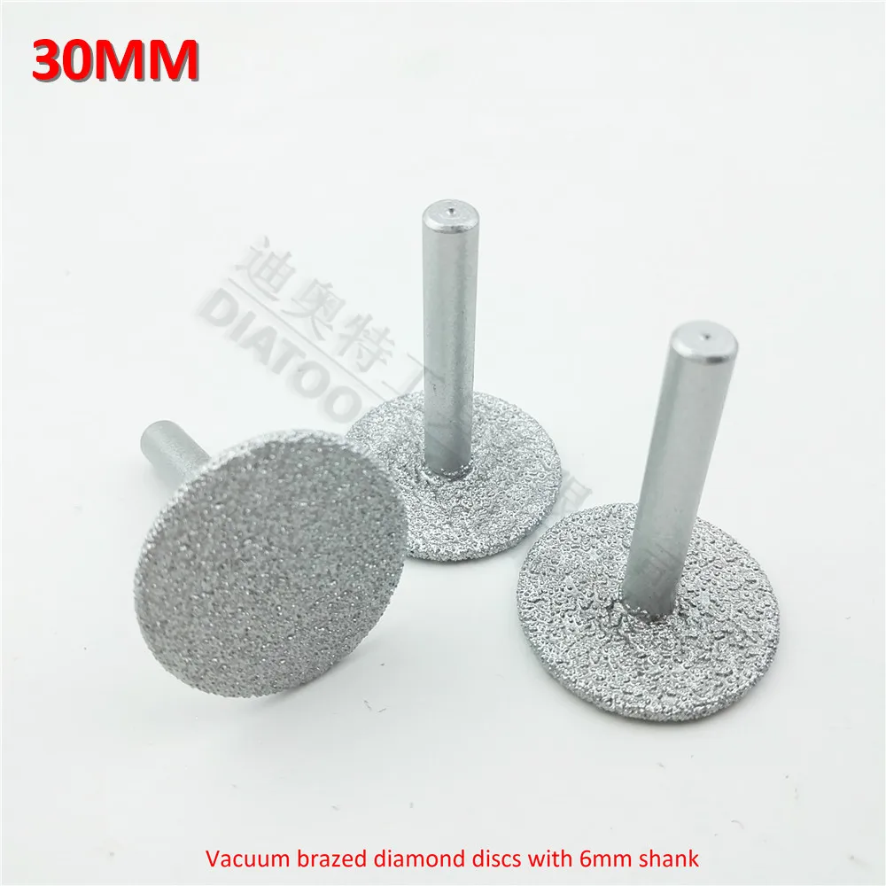 DIATOOL 3pcs Dia30mm Vacuum brazed diamond discs with 6mm shank diamond disc for cutting grinding and engraving
DIATOOL 3pcs Dia30mm Vacuum brazed diamond discs with 6mm shank diamond disc for cutting grinding and engraving