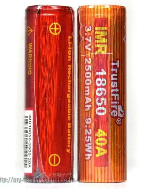 18pcs/lot TrustFire IMR 18650 2500mAh 3.7V 40A 9.25Wh High-Rate Rechargeable Lithium Battery for E-cigarettes/LED Flashlights
18pcs/lot TrustFire IMR 18650 2500mAh 3.7V 40A 9.25Wh High-Rate Rechargeable Lithium Battery for E-cigarettes/LED Flashlights