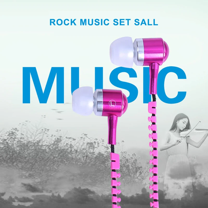 Handsfree Zipper Style Earphone 3.5mm Aux Audio Jack In Ear Headphones Phones With Mic Handfree MP3 Headset For Mobile Phone | Электроника