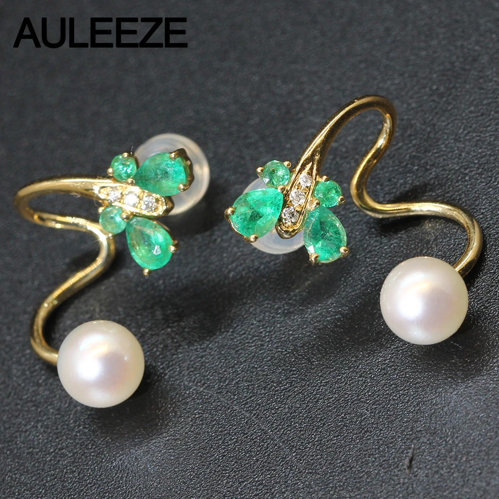 Unique Butterfly Shape Natural Emerald Jewelry 14K Yellow Gold Akoya Pearl Earrings For Women Natural Real Diamond Earrings
Unique Butterfly Shape Natural Emerald Jewelry 14K Yellow Gold Akoya Pearl Earrings For Women Natural Real Diamond Earrings