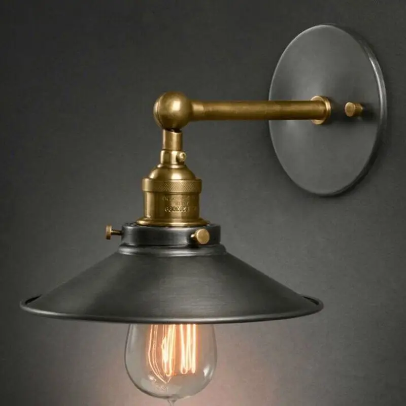 

ANTINIYA Black Color Loft Industrial Wall Lamps Vintage Bedside Wall Light Metal Lampshade E27 Edison Bulbs 110V/220V