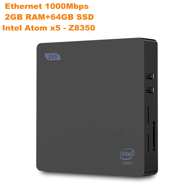 Z85 Мини ПК 2 Гб 64 ТВ коробка с двойным экраном дисплей 5 8 ГГц Wi Fi Ethernet 1000Mbp Bluetooth 4 0