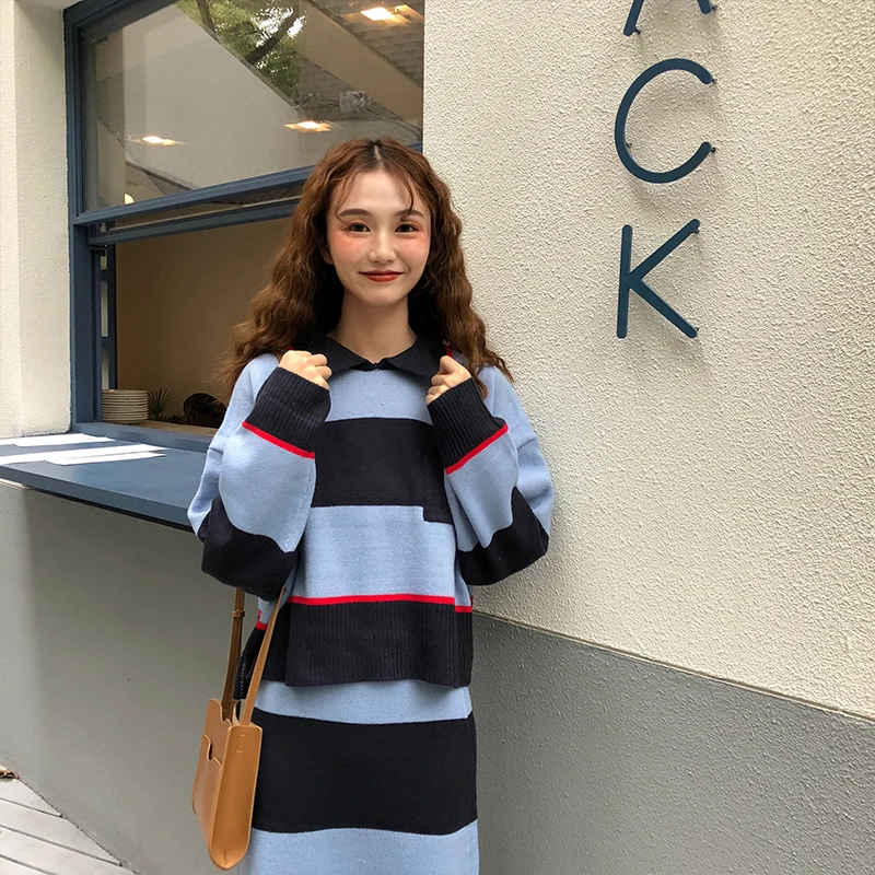 2 Pcs Set Women sweater Sets stripe Thick Autumn Winter 2 pieces knitted dress Clothing Sets 2018 (X888)
2 Pcs Set Women sweater Sets stripe Thick Autumn Winter 2 pieces knitted dress Clothing Sets 2018 (X888)