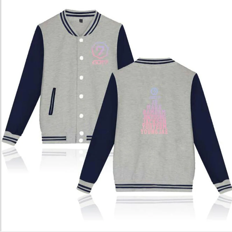 KPOP GOT7 Hoodies Men Women Bambam Yugyeom Youngjae Mark Jackson Jinyoung K-POP GOT 7 Fleece Baseball Uniform Female Jacket Coat
KPOP GOT7 Hoodies Men Women Bambam Yugyeom Youngjae Mark Jackson Jinyoung K-POP GOT 7 Fleece Baseball Uniform Female Jacket Coat
