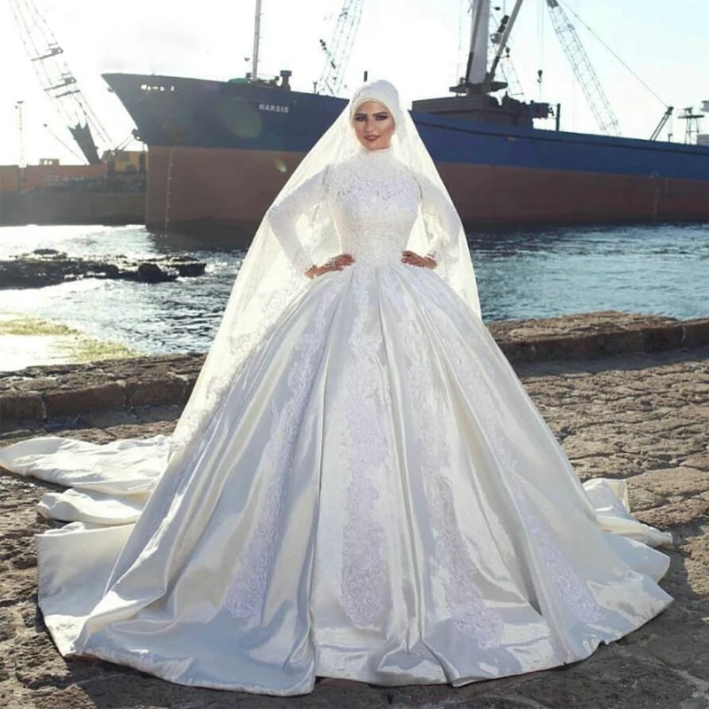 Vestido de noiva 2019 Long Sleeve Muslim Wedding Dresses Appliques Satin Saudi Arabia Dubai Wedding Gowns Plus Size Bridal Dress
Vestido de noiva 2019 Long Sleeve Muslim Wedding Dresses Appliques Satin Saudi Arabia Dubai Wedding Gowns Plus Size Bridal Dress