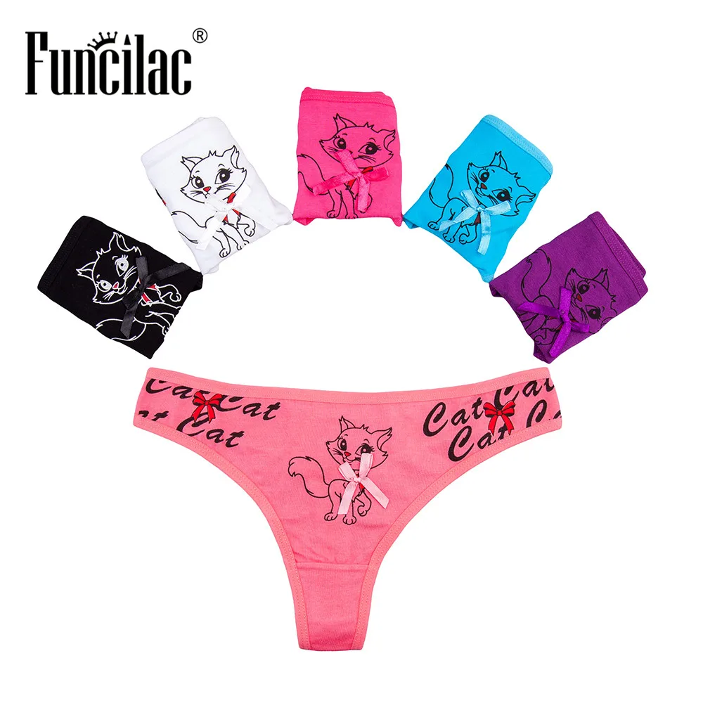 FUNCILAC Underwear Women Thongs G String Cotton Cute Cat Print Lovely Cartoon Sexy Panties Thong Briefs 5 pcs/Lot
FUNCILAC Underwear Women Thongs G String Cotton Cute Cat Print Lovely Cartoon Sexy Panties Thong Briefs 5 pcs/Lot